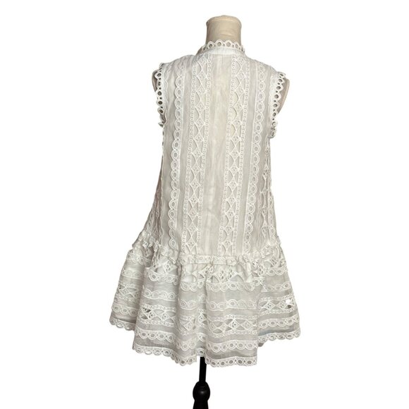 Endless Rose Lace Trim Crochet Mini Dress Sleeveless White Size M NWOT Romantic - Picture 5 of 15